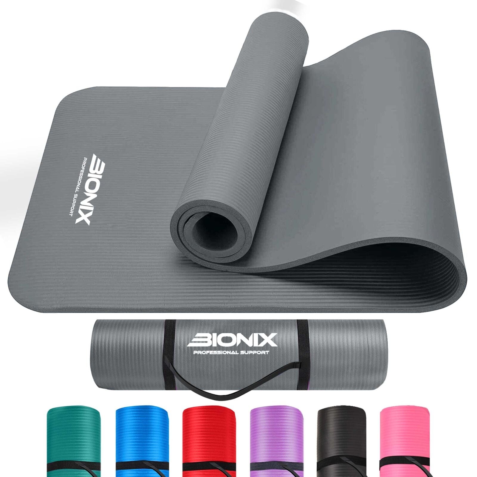 Yoga Mat Thick 10Mm Non Slip Gym Exercise Fitness Pilates Carry Strap NBR 183X62
