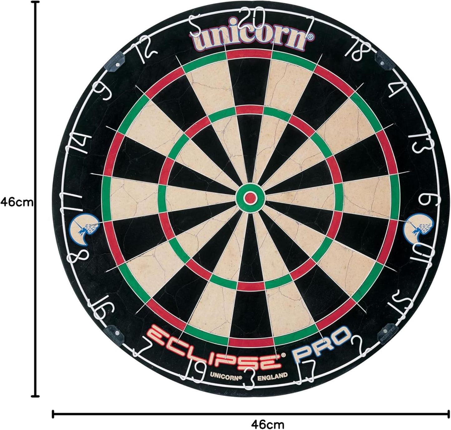 Dartboard Darts Board | Eclipse Pro/Eclipse Pro 2 | Flat Profile Number Ring | Championship Quality Sisal Bristle | Staple-Free Construction