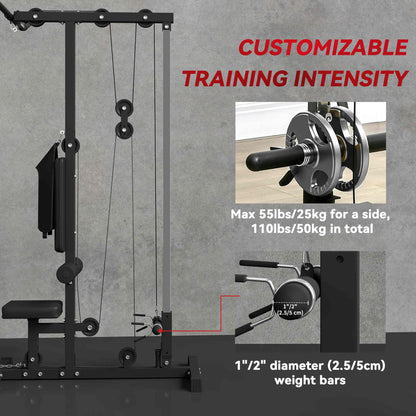 Pull up Bar Stand Power Cage with Adjustable Seat, Home Gym