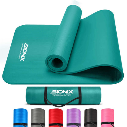 Yoga Mat Thick 10Mm Non Slip Gym Exercise Fitness Pilates Carry Strap NBR 183X62