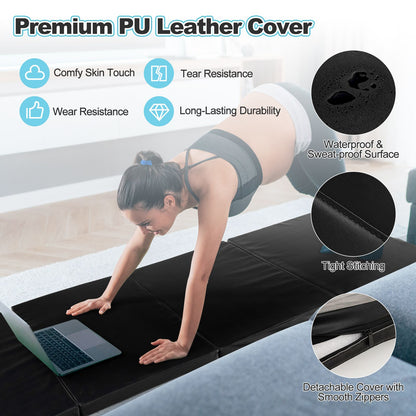 Folding Gymnastics Mat with Carry Handles Hook and Loop Fasteners