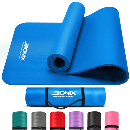 Yoga Mat Thick 10Mm Non Slip Gym Exercise Fitness Pilates Carry Strap NBR 183X62