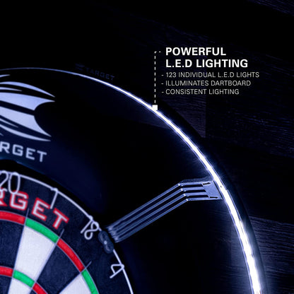 Corona Vision Dartboard Lighting System, Black Frame | White LED Dart Board Surround Ring Light | Available with Pro Tour Dartboards Surround & Championship Dartboard, or Oche Dart Mat