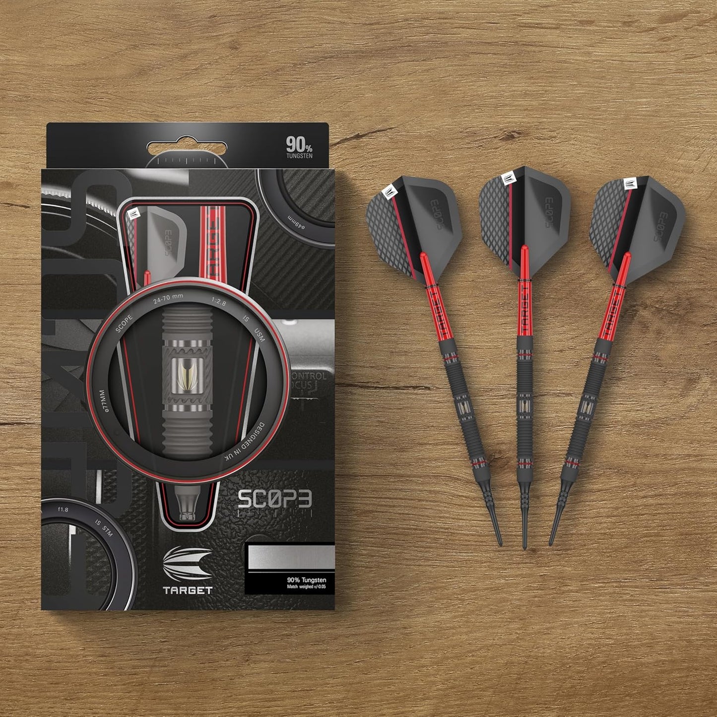 Scope Soft Tip Darts, 90% Tungsten Dart Set | Red & Black Darts, Darts Set with Pixel Tips, Electronic Darts, Soft Tip Darts | Barrel 10/11 – 18G/19G/20G/21G