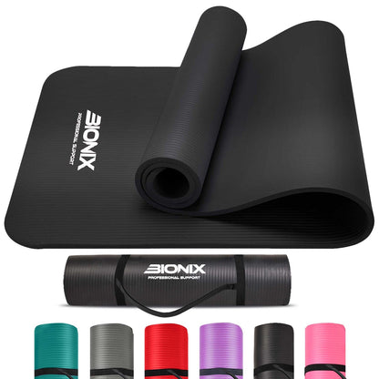 Yoga Mat Thick 10Mm Non Slip Gym Exercise Fitness Pilates Carry Strap NBR 183X62