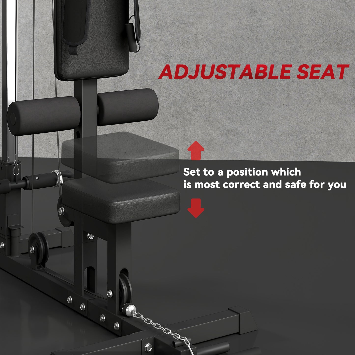 Pull up Bar Stand Power Cage with Adjustable Seat, Home Gym