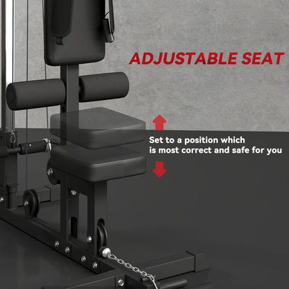 Pull up Bar Stand Power Cage with Adjustable Seat, Home Gym