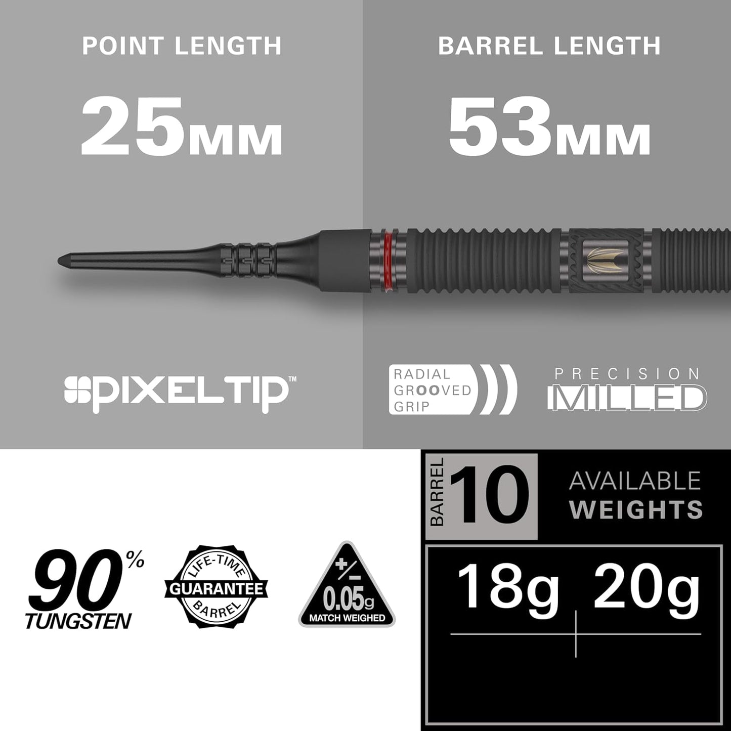 Scope Soft Tip Darts, 90% Tungsten Dart Set | Red & Black Darts, Darts Set with Pixel Tips, Electronic Darts, Soft Tip Darts | Barrel 10/11 – 18G/19G/20G/21G