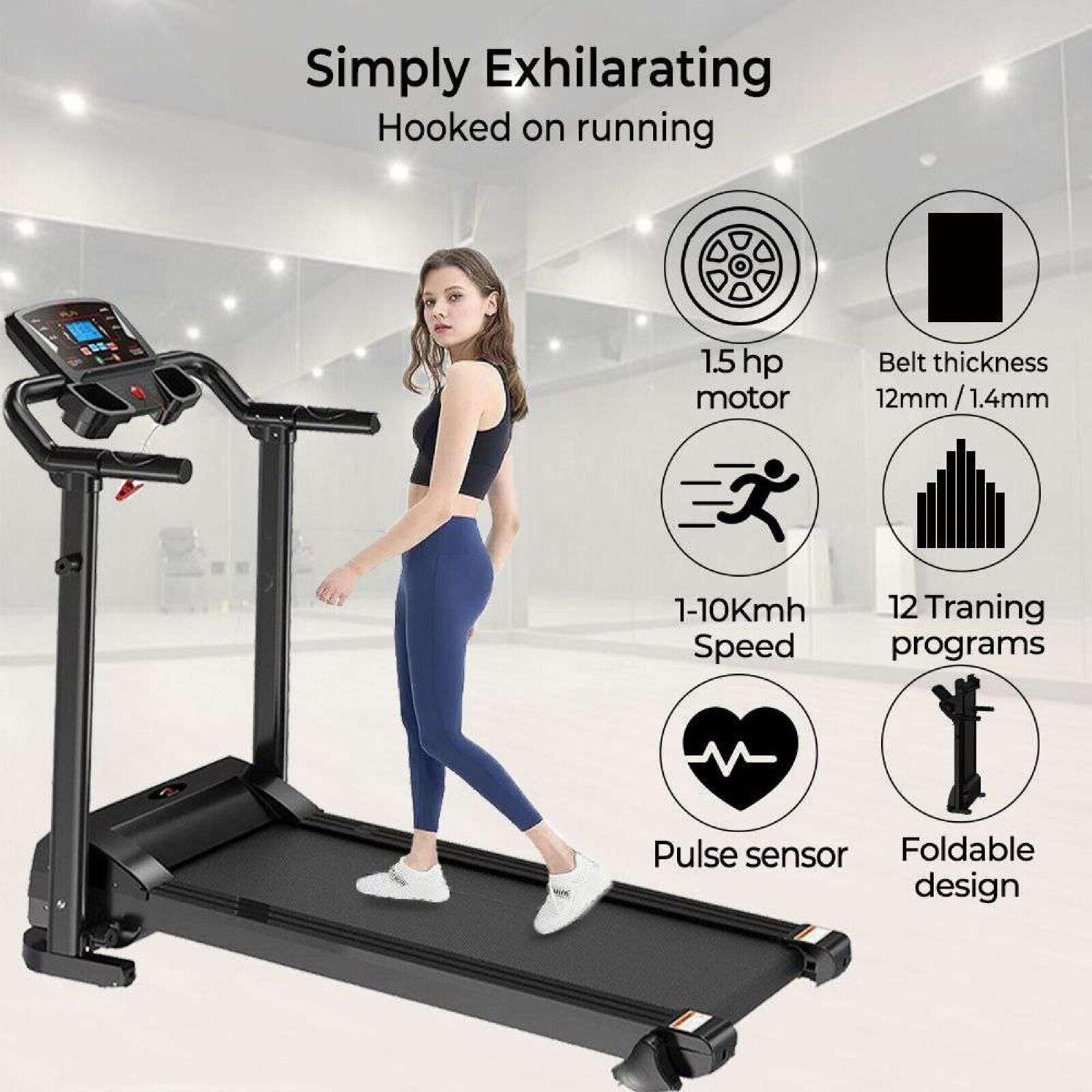 Foldable Treadmill Electric Home Gym Running Walking Machine Jogging 9% Incline