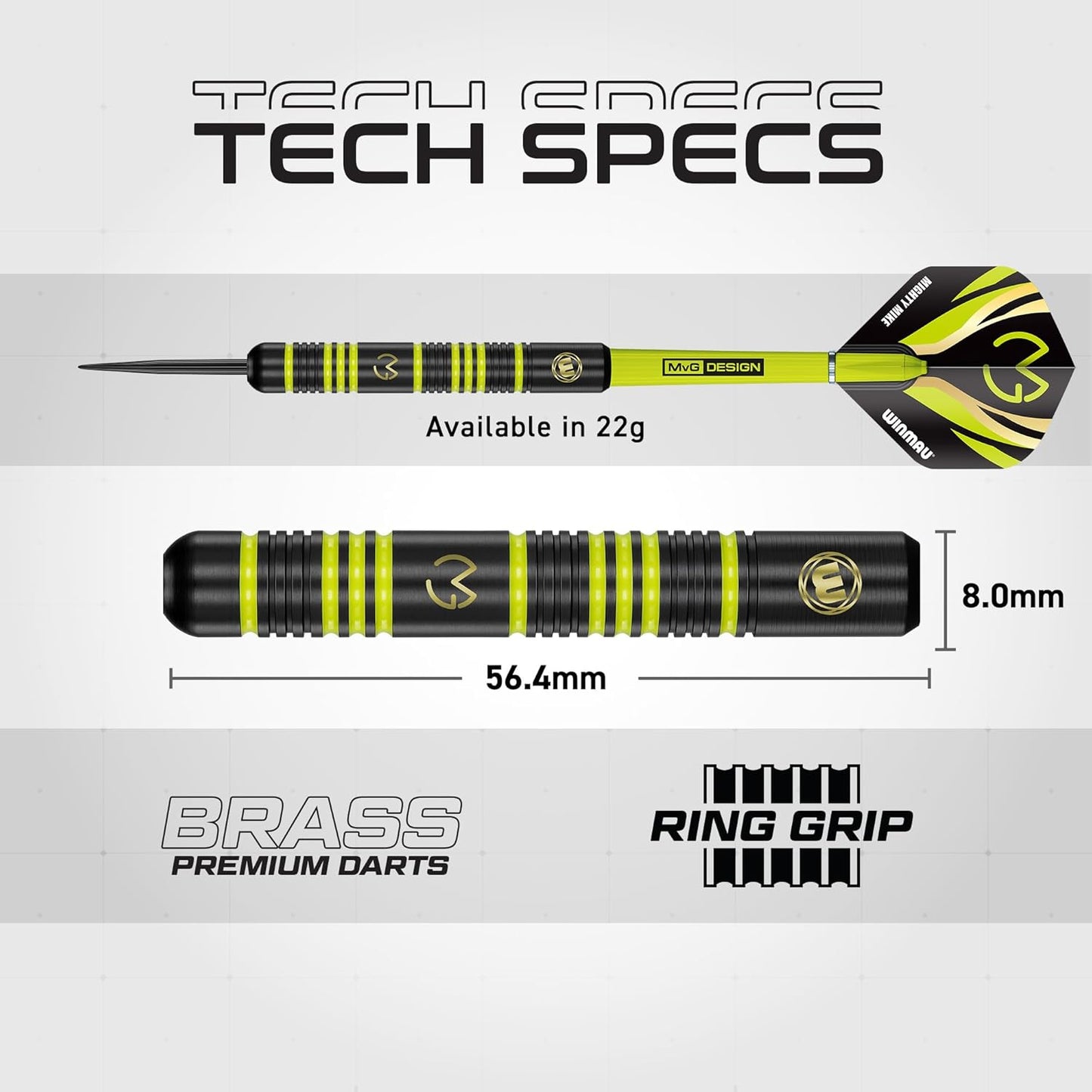 Darts Michael 'Mvg' Van Gerwen Vs Simon 'The Wizard' Whitlock | Twin Set | 22G Steeltip Brass Darts with Flights and Shafts (Stems)