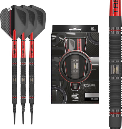 Scope Soft Tip Darts, 90% Tungsten Dart Set | Red & Black Darts, Darts Set with Pixel Tips, Electronic Darts, Soft Tip Darts | Barrel 10/11 – 18G/19G/20G/21G