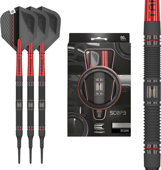 Scope Soft Tip Darts, 90% Tungsten Dart Set | Red & Black Darts, Darts Set with Pixel Tips, Electronic Darts, Soft Tip Darts | Barrel 10/11 – 18G/19G/20G/21G