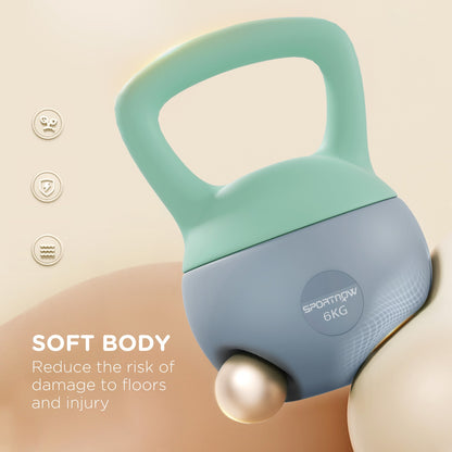 SPORTNOW 6KG Kettlebell with Soft Body and Non-Slip Handle, Grey and Green