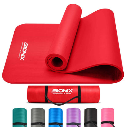 Yoga Mat Thick 10Mm Non Slip Gym Exercise Fitness Pilates Carry Strap NBR 183X62